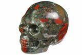 Realistic, Polished Bloodstone Skull #116455-1